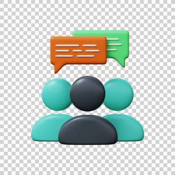 Group work icon, team communication 3D render Stock Illustration