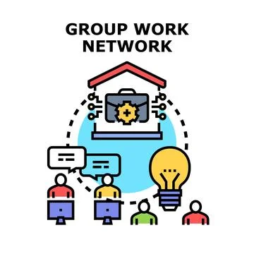Group work network business collaboration and teamwork concept Stock Illustration