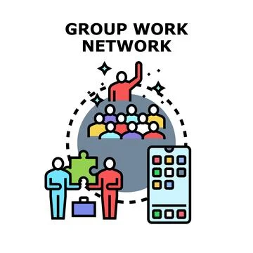 Group work network collaboration and team communication イラスト素材