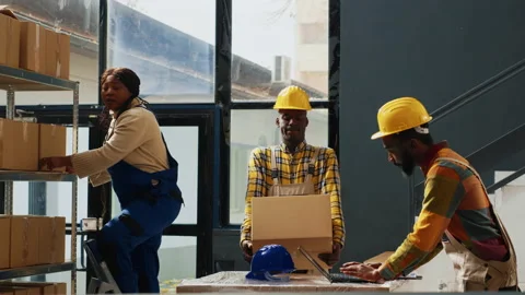 Group of workers checking quality of supplies Stock Footage 233301559