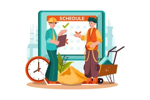 Group of workers dealing with the schedule of days Illustrazione stock