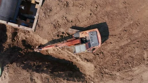 A group of workers equips the basement of the house under construction. An Stock Footage 157812746