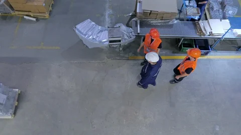 A group of workers in overalls Stock Footage 97195394