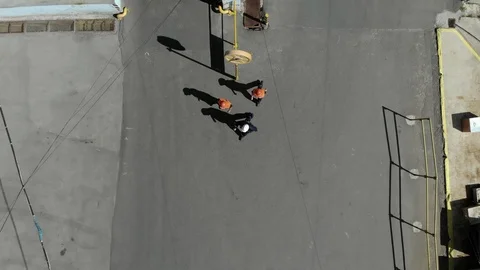 A group of workers passes through the plant Stock Footage 97188507