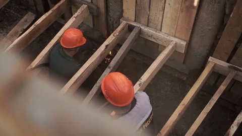 A group of workers performing welding work on the laying of the pipeline Stock Footage 71219099