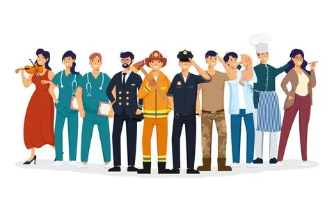 Group of workers professions avatars characters Stock Illustration