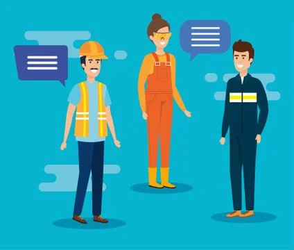 Group of workers talking characters Illustrazione stock