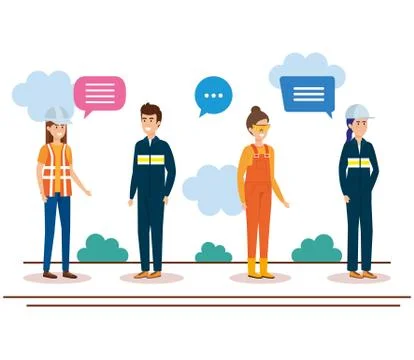 Group of workers talking characters Illustrazione stock