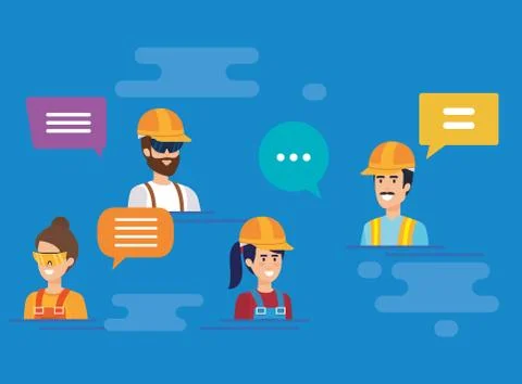 Group of workers talking characters Illustrazione stock