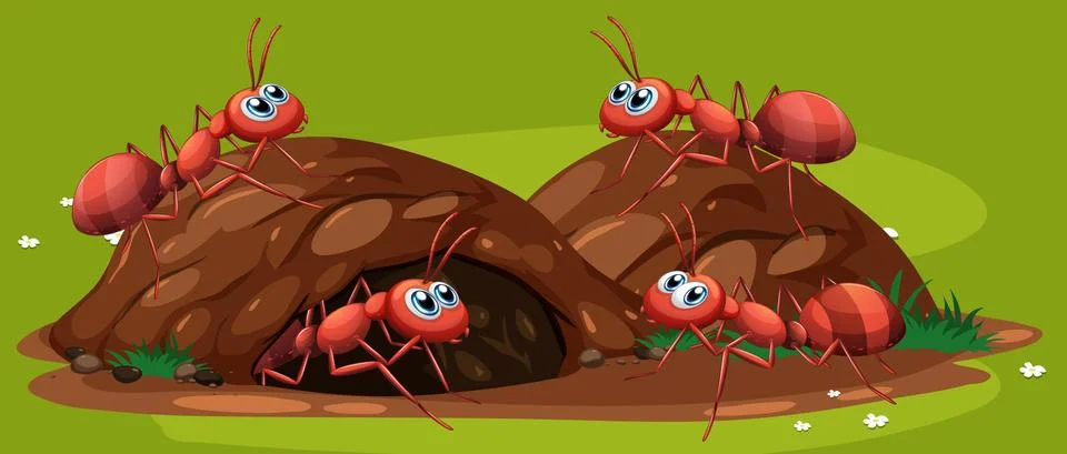 A Group of Working Ants Stock Illustration