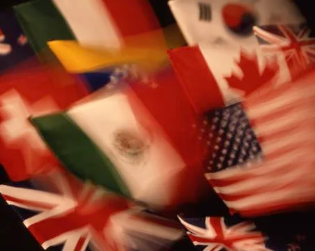A group of world flags including, New Zealand, Italy, Korea, Switzerland, Ven Stock Photos