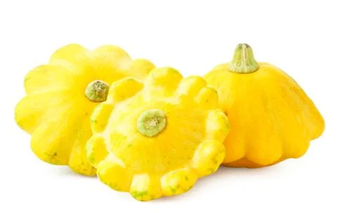 Group of yellow squash on a white background. Isolated Stock Photos