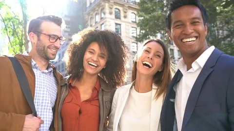 Group of young adults having fun spending the day in Manhattan Video stock 69778896