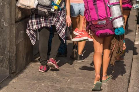A group of young backpackers Stock Photos