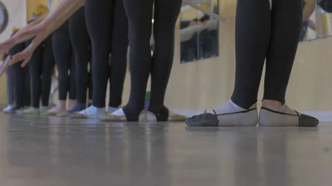 Group of young ballerinas practicing in a ballet class. Stock Footage 151046715