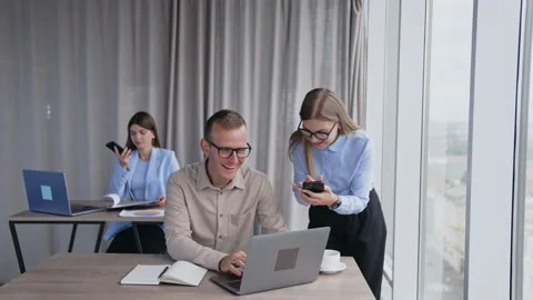 Group of young business managers working in modern office. Stock Footage 221205643