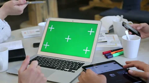 Group of young business people using laptop computer and tablet Teamwork Stock Footage 62802551