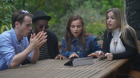 Group of young diverse millenials slow motion watching football game sports o Stock Footage 89921374