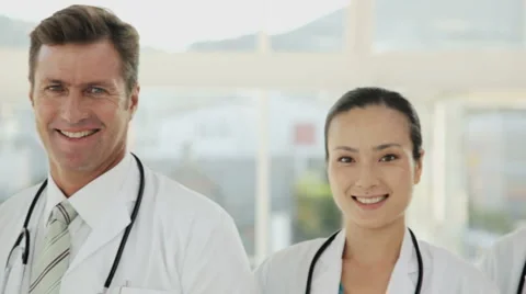 Group of Young Doctors Posing for Camera Stock Footage 933731