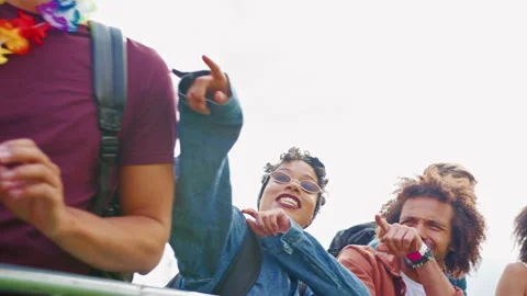 Group Of Young Friends Waiting Behind Barrier At Entrance To Music Festival Site Stock Footage 312676242