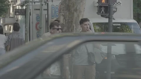 A group of young men smoking in Buenos Aires, Argentina Stock-Footage 345137954