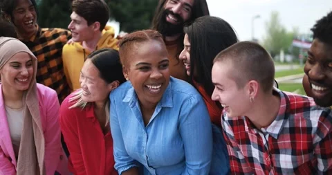 Group of young multiracial people having fun together Stock Footage 192386888