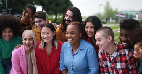 Group of young multiracial people having fun together Stock Footage 192386931