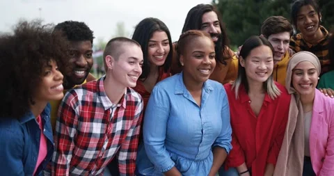 Group of young multiracial people having fun together Stock Footage 192387013