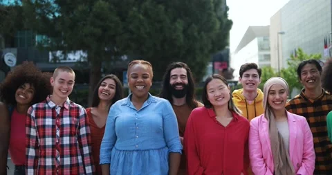 Group of young multiracial people having fun together Stock Footage 192387116