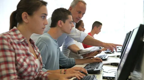 Group of young people in computing class Stock Footage 37633526