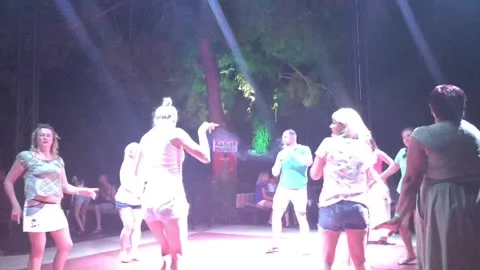 A group of young people dancing at a beach night party. Stock-Footage 129515743