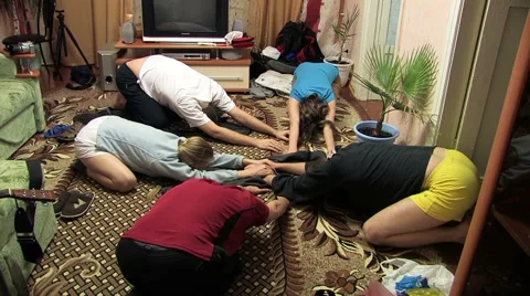 Group of young people doing exercises Stock Footage 44456885