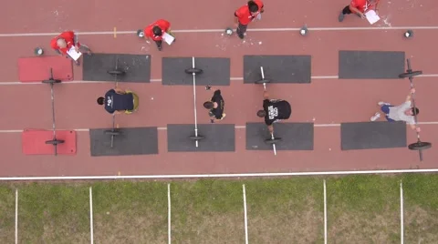Group of young people doing team workout at the stadium Stock Footage 48942389