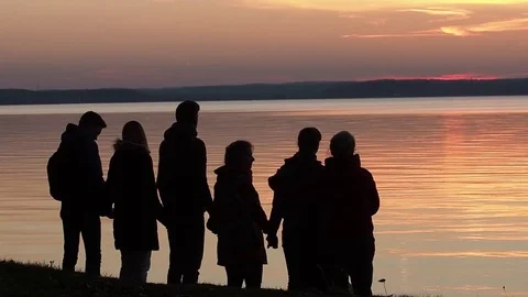 A group of young people joined hands. Stock Footage 77467344