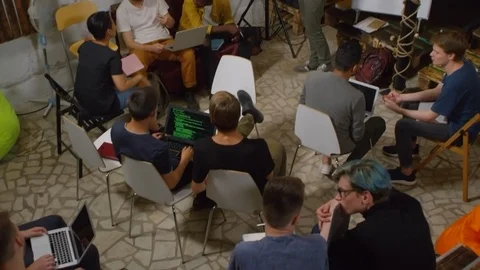 Group of Young People Learning to Code Stock Footage 99470999