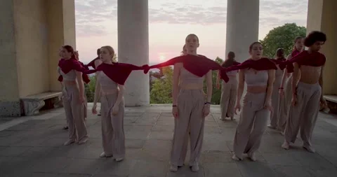 Group of young people performing interpretive dance outdoors, social, 4k Stock Footage 248233672