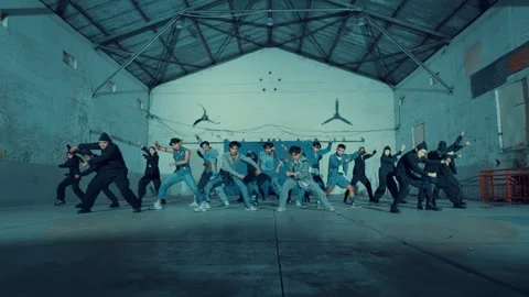 Group of young people practicing dance moves in a studio. Stock Footage 313356281