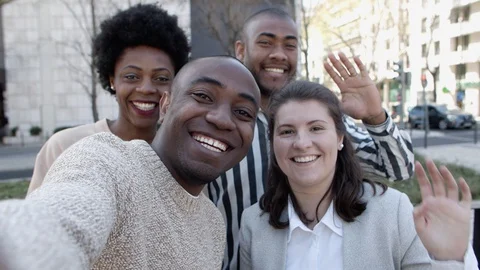 Group of young people talking during video call Stock Footage 127713658