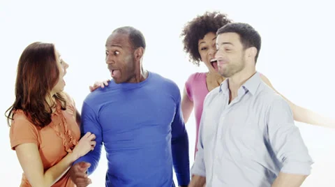 Group of young people on white background Vídeo Stock 32958314