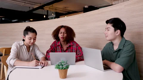 Group of young students using technology nomad digital learning outside sch.. Stock Footage 245069107