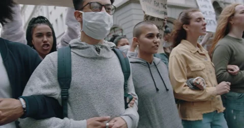 Group of youngsters protest about climate change Stock Footage 132416533