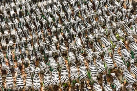 Group of zebra ceramic doll Stock Photos