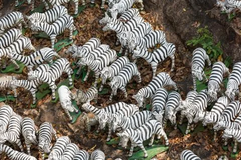 Group of zebra ceramic doll Stock Photos