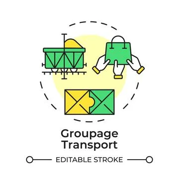 Groupage transport flat linear concept icon 库存插图
