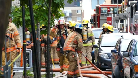 Groupe of firefighters Stockbeeldmateriaal 116713365