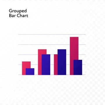 Grouped bar chart isolated on white to transparent background Stock Illustration