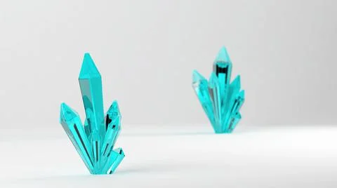 Grouped blue crystals on white background, 3d illustration Stock Illustration