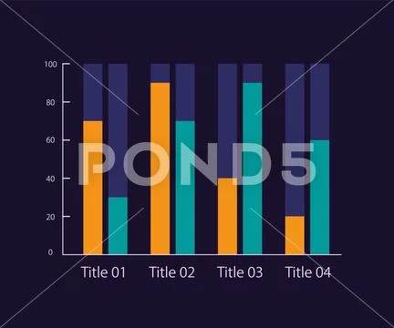Grouped columns infographic chart design template for dark theme ...