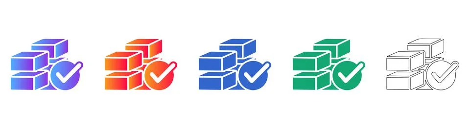 Grouped Data Blocks with Verification Icons Stock Illustration