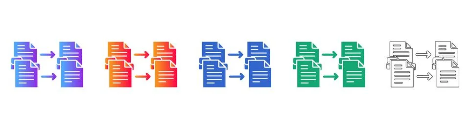 Grouped Document Transfer Icons Stock Illustration